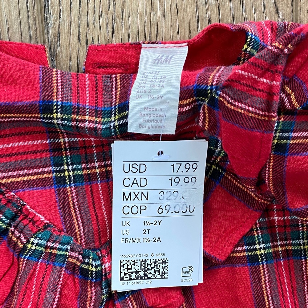H&M | Red Plaid Ruffle Dress - Picture 2 of 3